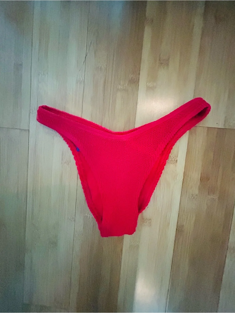 Red Textured Triangle Bikini Top and Bottom